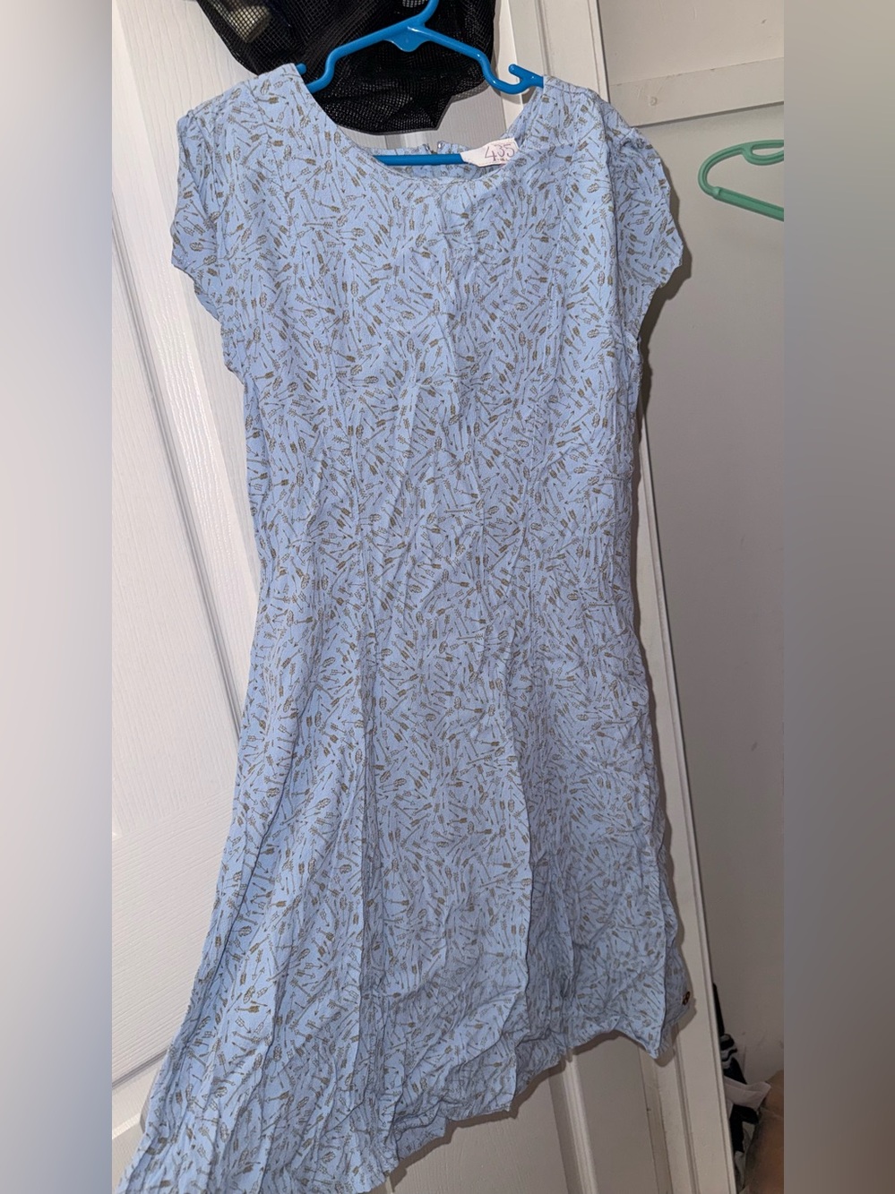 Light Blue Floral-Print Mini Dress - Casual Daywear
